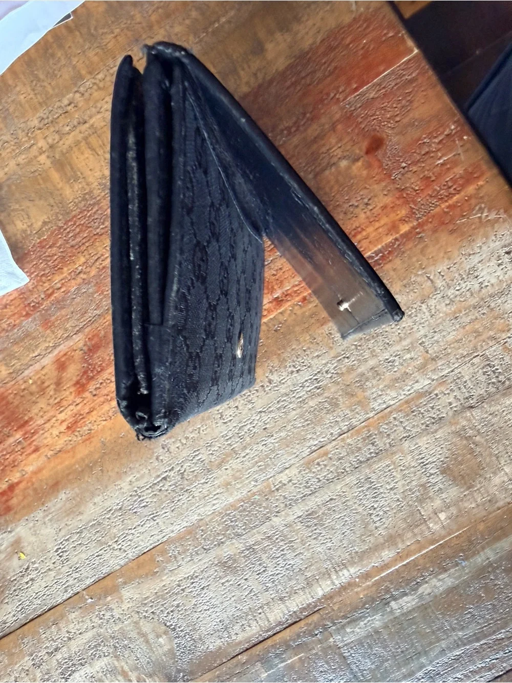 Gucci Black GG Monogram Long Wallet with Gold Emblem